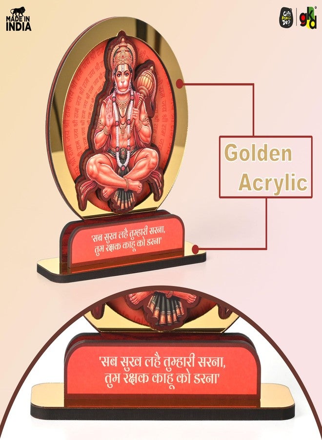 Gift Kya De Engineered Wood Shri Hanuman Ji Idol | Bajrangbali Murti for Home Mandir & Office | Sankat Mochan Pavanputra Hanuman Statue for Puja, Hanuman Jayanti, 14 x 5 Cm, Orange Red - Image 3